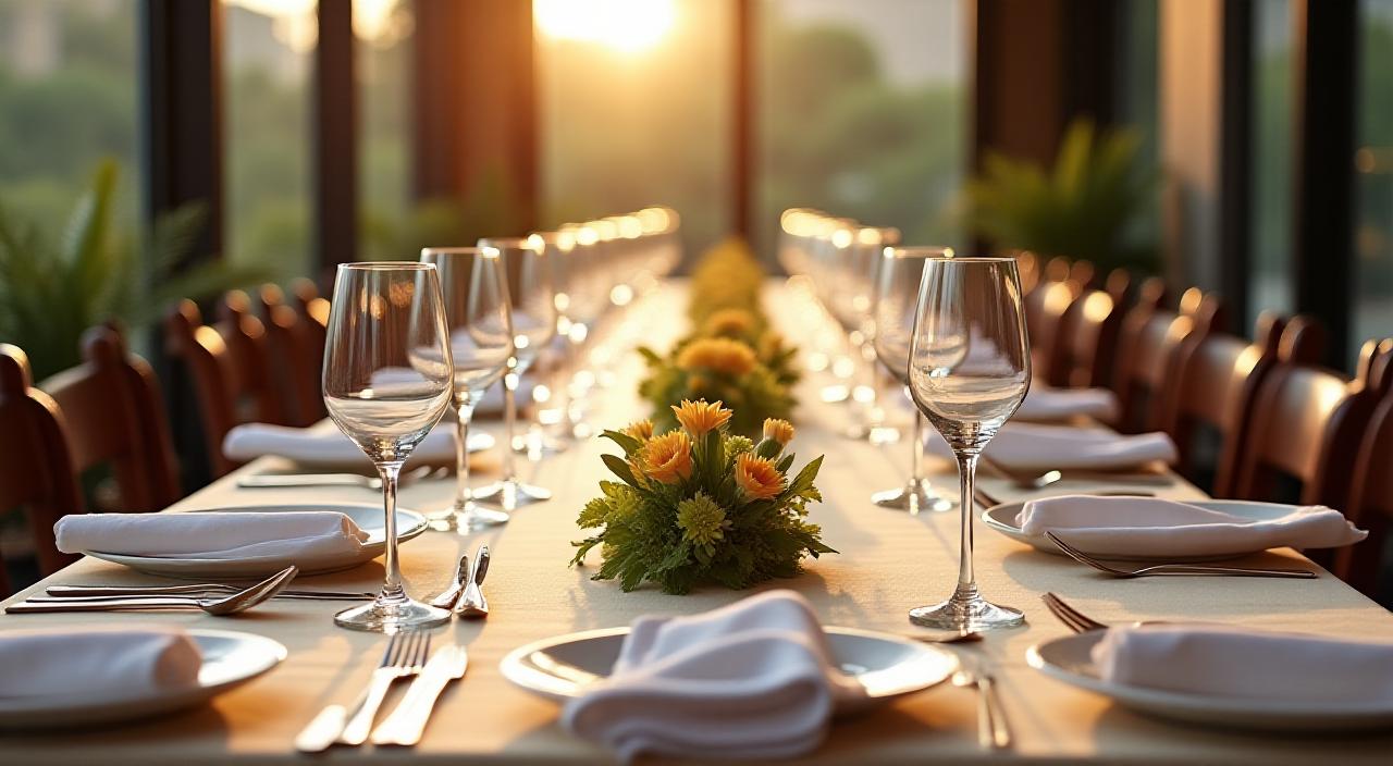 Allestimento elegante di una tavola imperiale per un evento privato a Roma