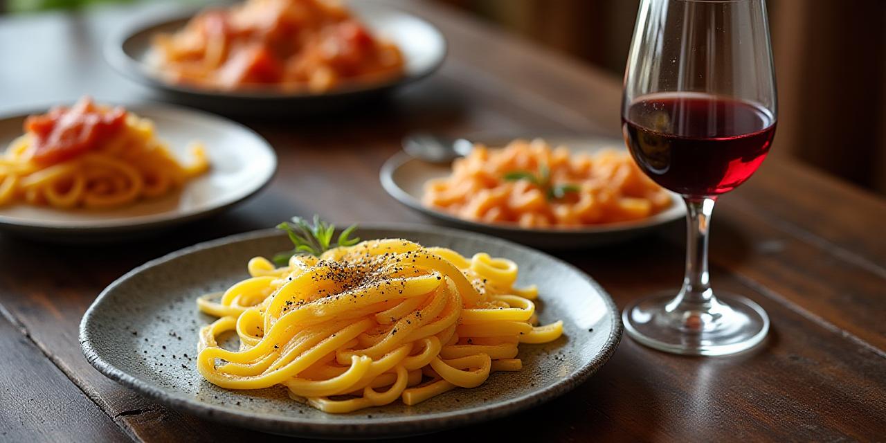 Tavola imbandita con piatti tipici romani